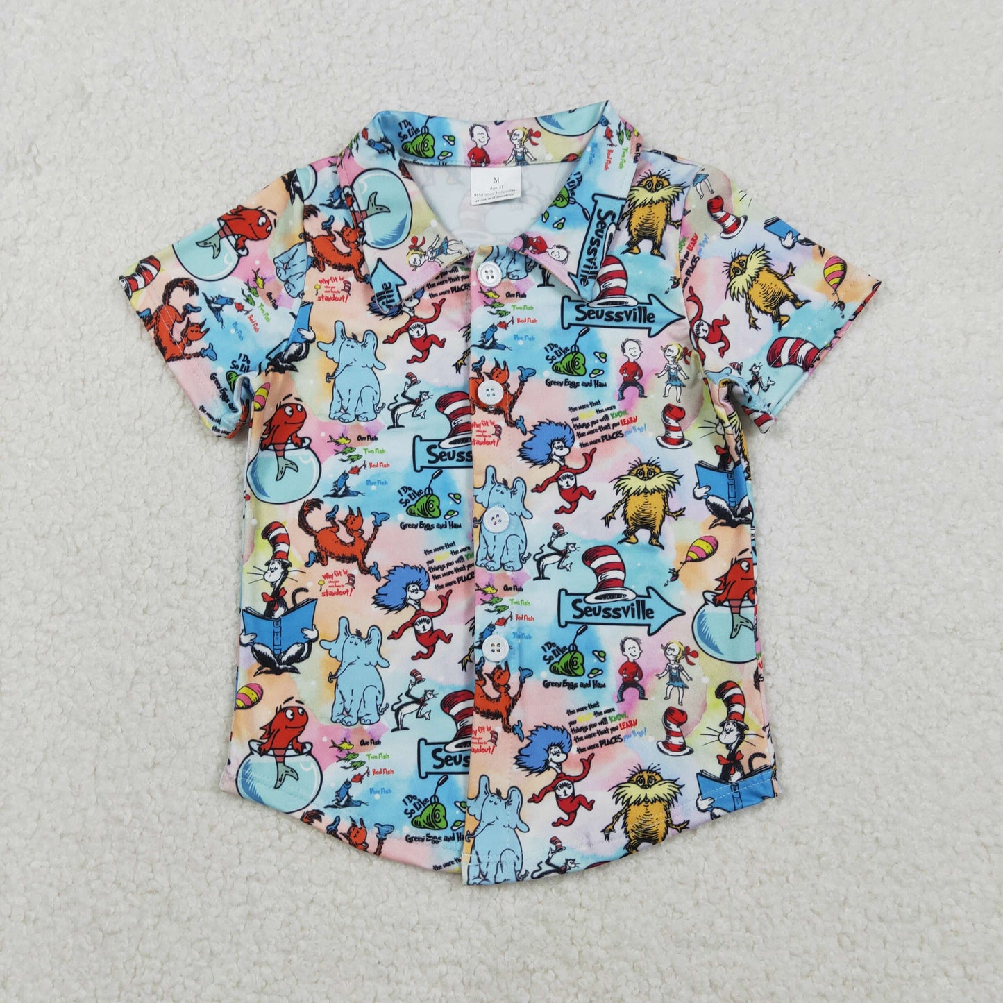 Baby Boys Cartoon Mr Reading Button Shirts Top