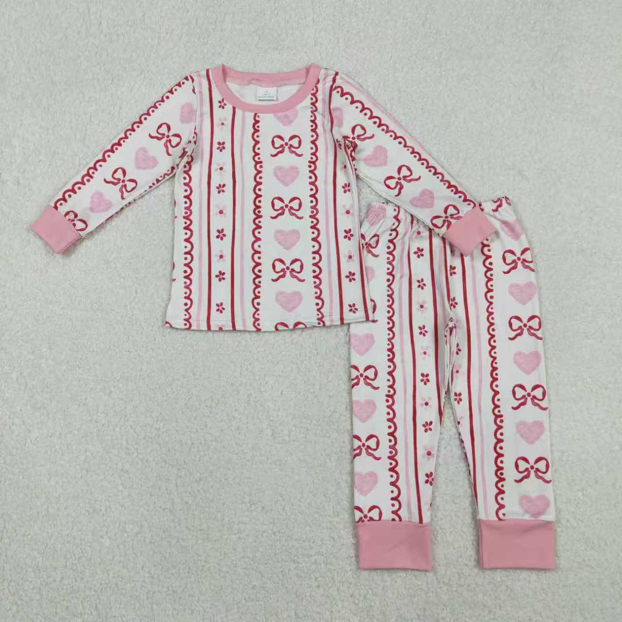 Sibling Baby Girls Bows Hearts Stripe Pants Pockets Shorts Pajamas Clothes Sets Ruffle Zip Rompers