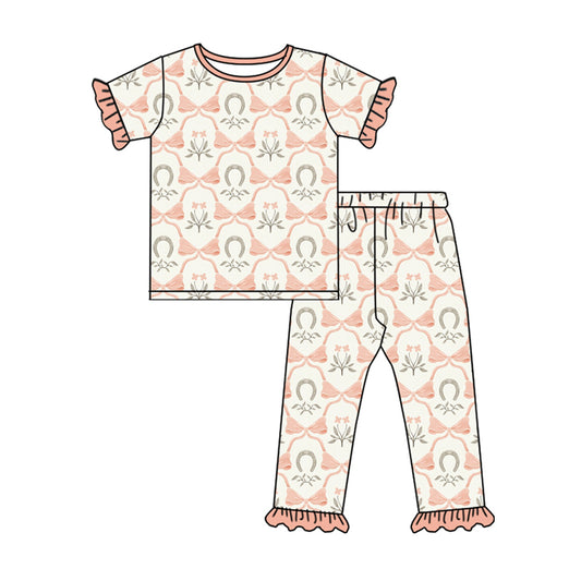 Baby Girls Easter Bows Short Sleeve Top Pants Pajamas Clothes Sets preorder(MOQ 5)