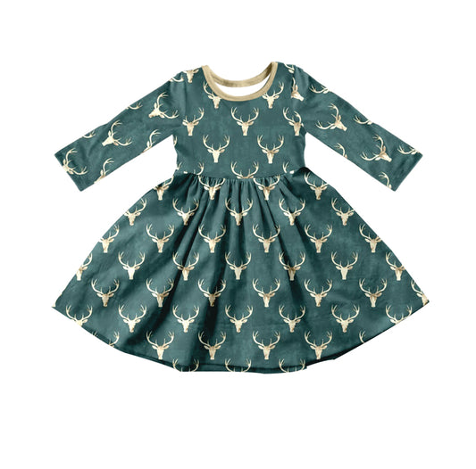 Baby Girls Deers Hunting Knee Length Dresses preorder(MOQ 5)