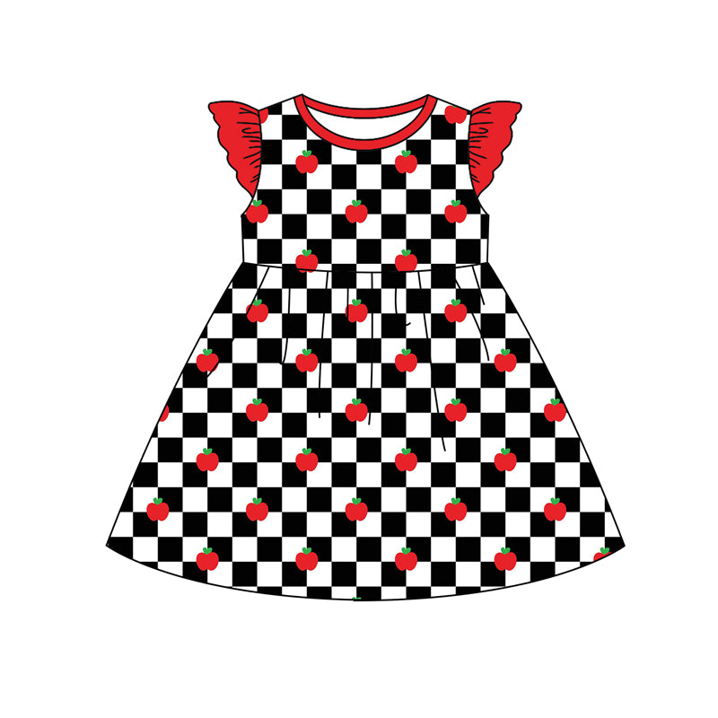 Preorder (moq 5)Baby Girls Back To School Apples Knee Length Dresses