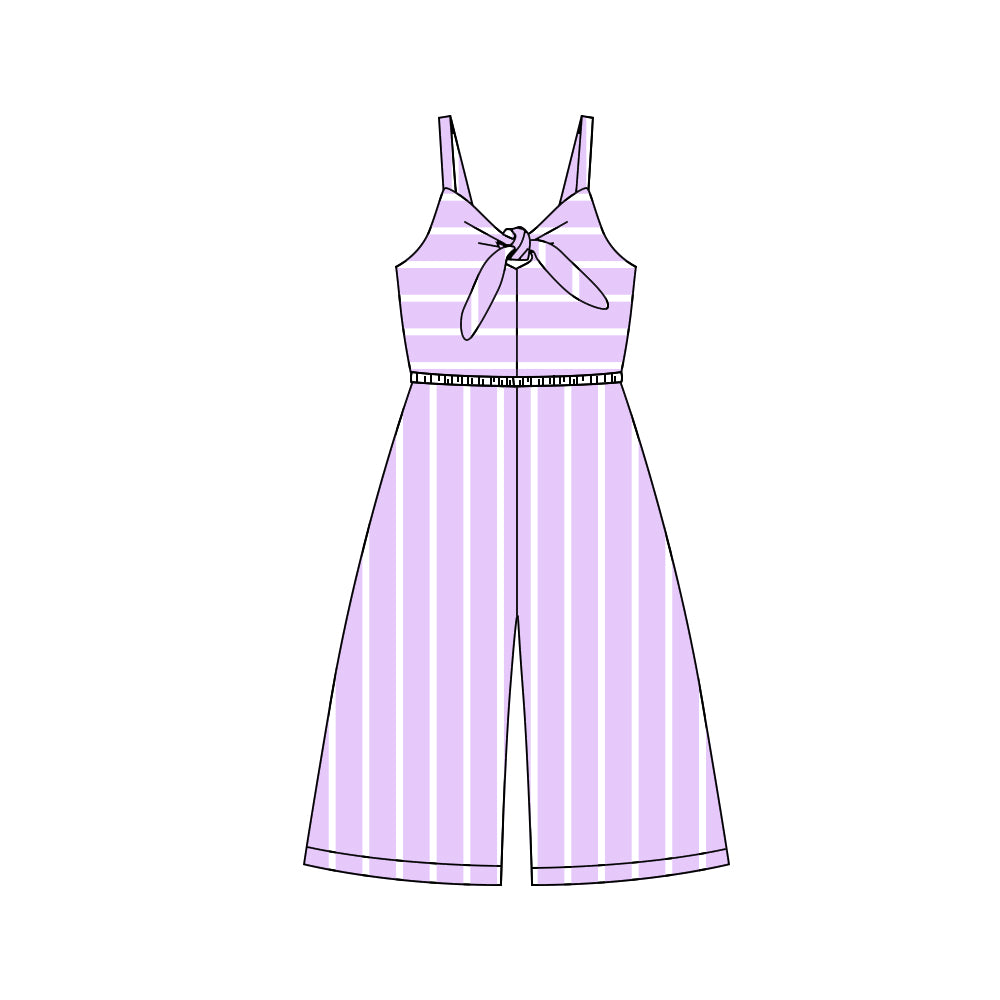 Baby Girls Purple Stripes Straps Jumpsuits Preorder(moq 5)