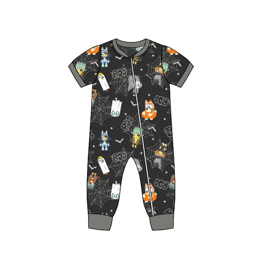 Baby Infant Dogs Halloween Boo Short Sleeve Rompers preorder(moq 5)