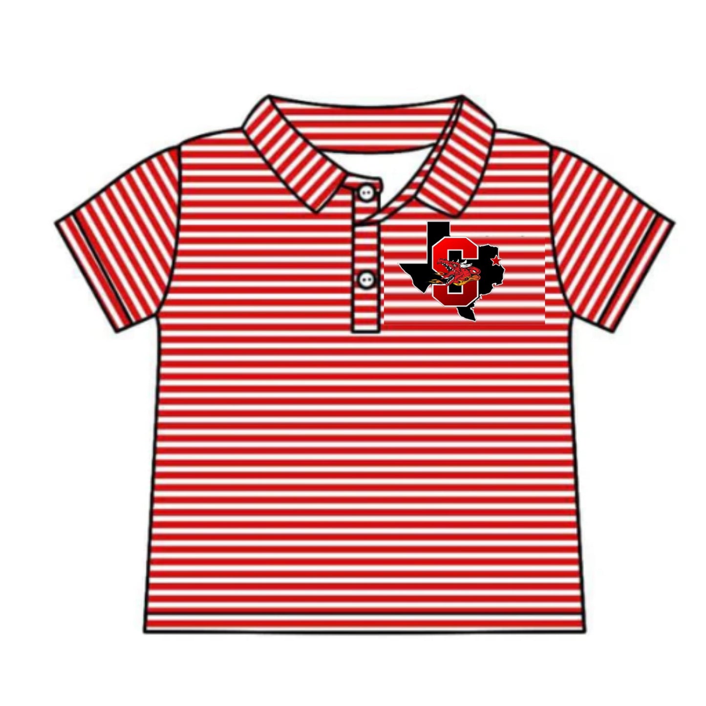 Preorder(moq 5) Baby Boys Red Stripes Dragons Team Short Sleeve Tee Pullovers Shirts Tops