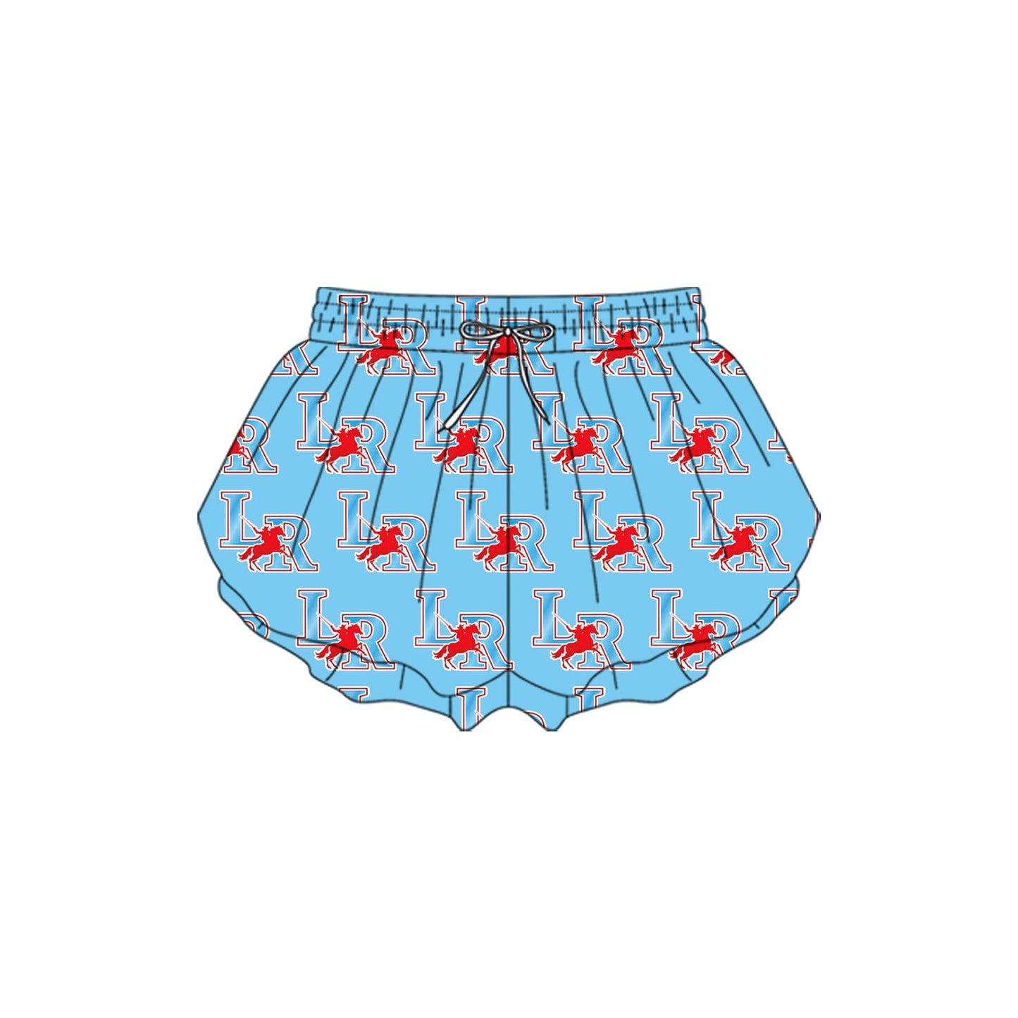 Preorder moq 5 Adult Women Blue LR Horse Rodeos Yoga Shorts Bottoms