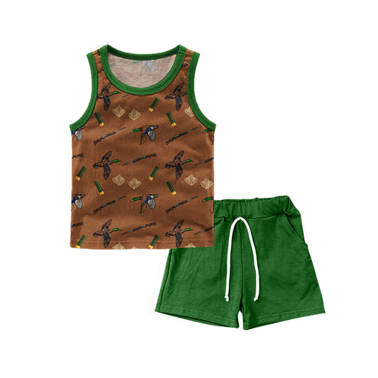 Preorder (moq 5)Baby Boys Duck Call Hunting Sleeveles Shirts Shorts Clothes Sets