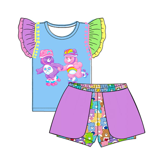Baby Girls Cartoon Bear Shirt Shorts Summer Clothes Sets preorder (moq 5)