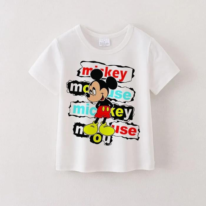 Baby Boys White Cartoon Mouse Short Sleeve Tee Shirts Tops Preorder(moq 5)