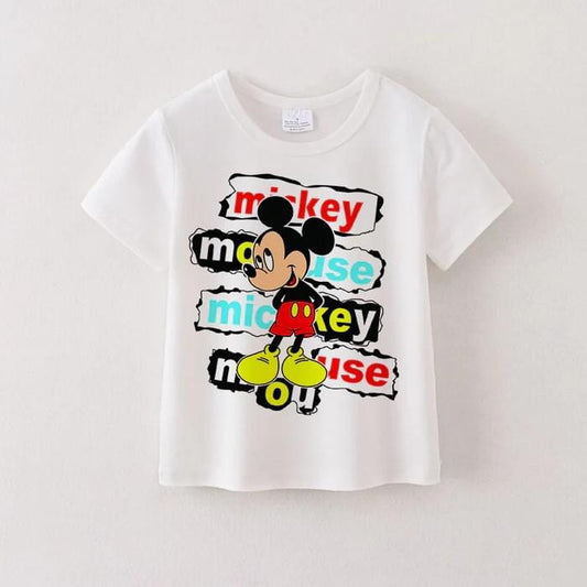 Baby Boys White Cartoon Mouse Short Sleeve Tee Shirts Tops Preorder(moq 5)