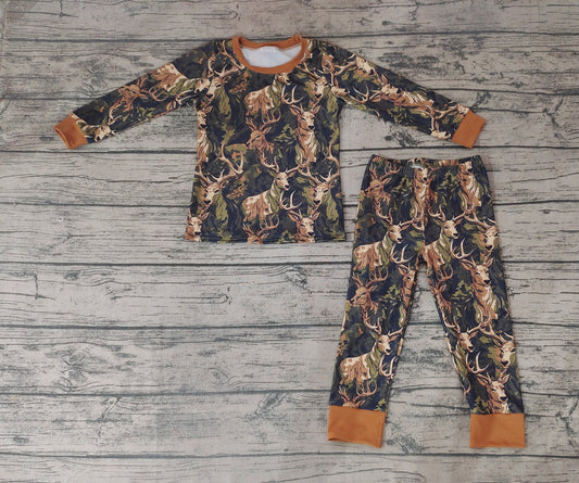 Baby Kids Boys Hunting Deer Camo Shirt Pants Jammies Pajamas Clothes Sets