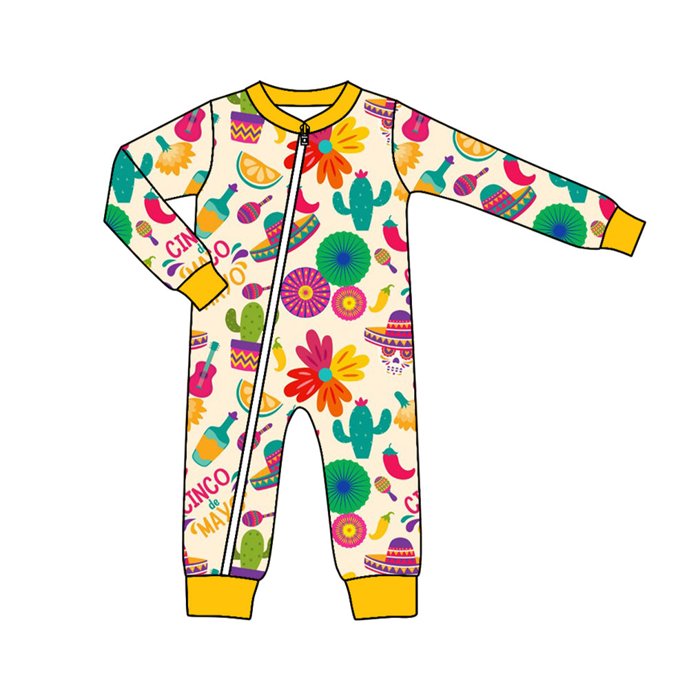 Baby Boys Cactus Long Sleeve Zip Rompers preorder(moq 5)