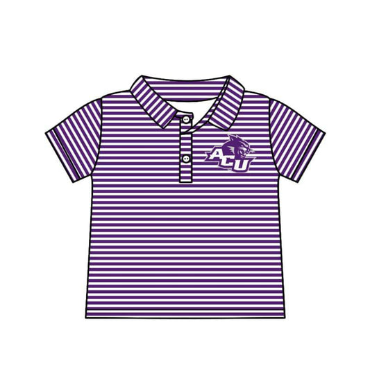 Split Preorder July 20th Baby Boys Purple Stripes ACU Team Polo Shirts Tops