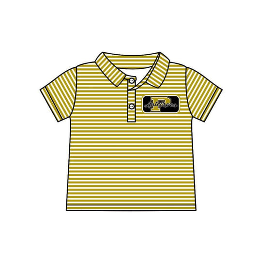 Split Preorder July 20th Baby Boys Yellow Stripes P Antelopes Team Polo Shirts Tops
