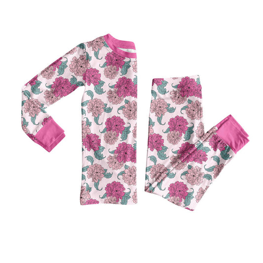 Preorder(moq 8)Baby Girls Pink Daisy Flowers Top Pants Pajamas Set