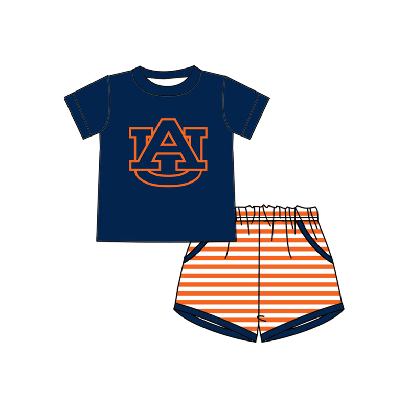 Preorder (moq 5)Baby Boys AU Top Stripe Pockets Shorts Team Clothes Set