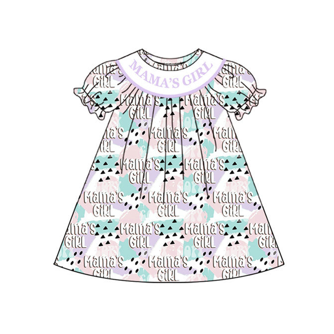 Preorder (moq 5)Baby Girls Mama's Girl Print Knee Length Dresses