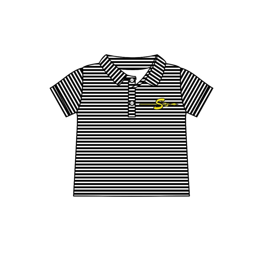 Split Preorder July 20th Baby Boys Black Stripes S Team Polo Shirts Tops