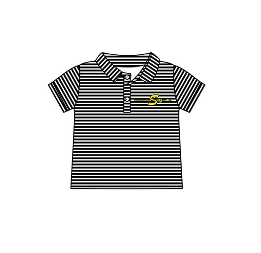 Split Preorder July 20th Baby Boys Black Stripes S Team Polo Shirts Tops