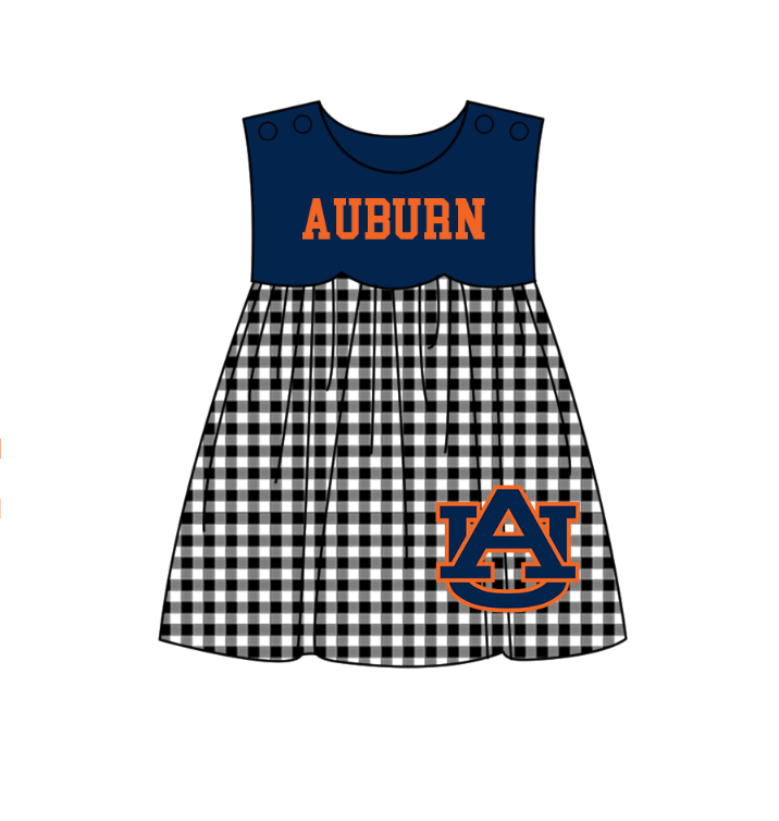 Preorder moq 5 Baby Girls Sleeveless Auburn Team Knee Length Dresses