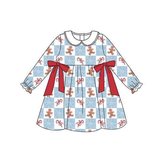Preorder (moq 5)Baby Girls Gingerbread Candy Cane Christmas Knee length Dress