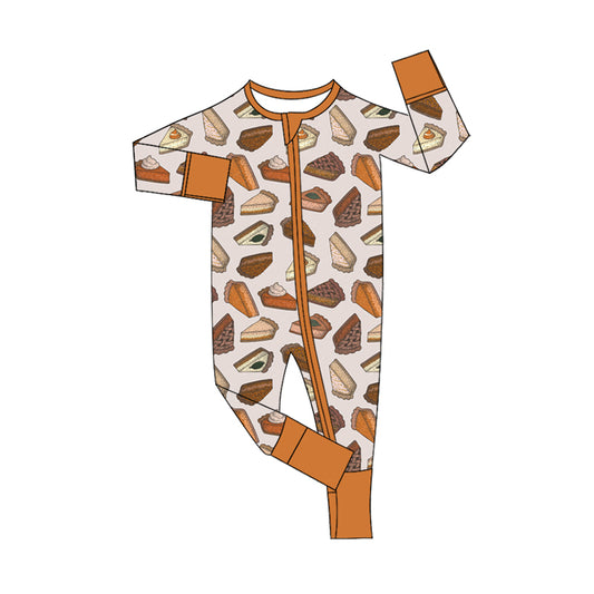 Preorder (moq 5)Baby Boys Cakes Thanksgiving Two Way Zip Convertible Rompers