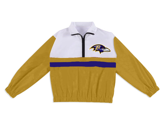 Preorder (moq 5)Baby Boys Long Sleeve B Ravens Team Zip Pullovers Tops