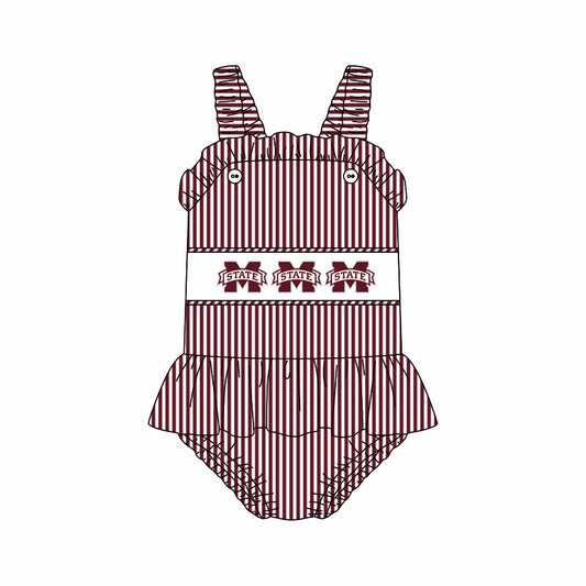 Preorder (moq 5)Baby Girls Strap Black Stripe Tunic Bummies Team Swimming Swimsuits