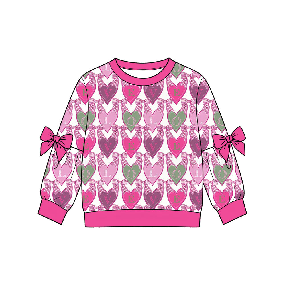 Preorder (moq 5) Baby Girls Long Sleeve Bows Hearts Love Valentines T-shirts Top