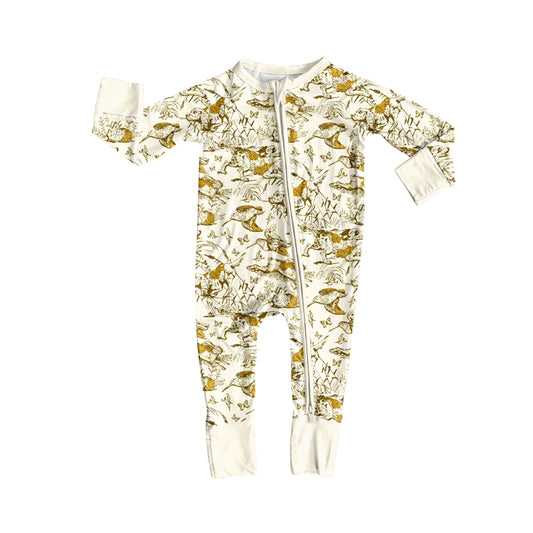 Preorder (moq 5)Baby Boys Long Sleeve Dogs Ducks Hunting Two Way Zip Convertible Rompers