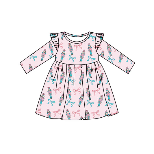 Preorder (moq 5)Baby Girls Bows Soldiers Christmas Knee Length Dresses