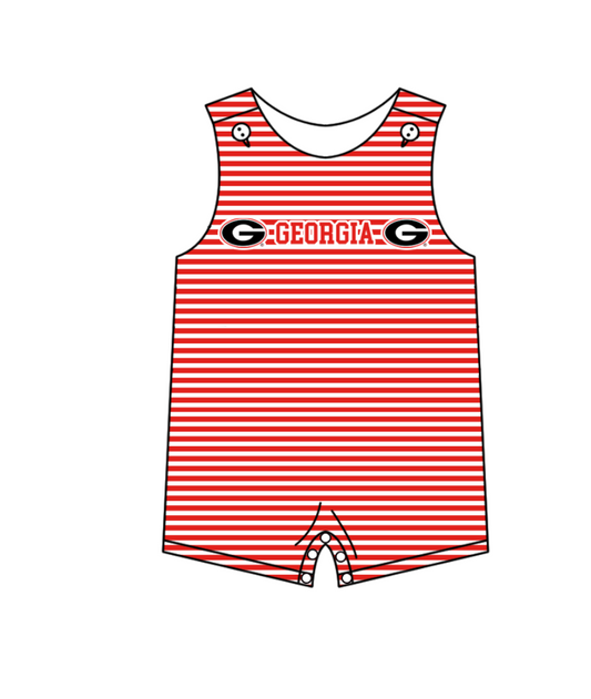 Preorder (moq 5)Baby Boys Sleeveless Georgia Red Stripe Team Rompers