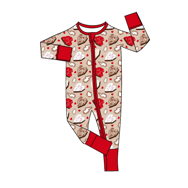 Preorder (moq 5)Baby Girls Turquoises Hearts Western Valentines Two Way Zip Convertible Rompers
