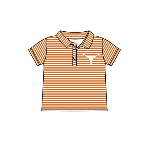 Split Preorder July 20th Baby Boys Orange Stripes Bull Skull Team Polo Shirts Tops