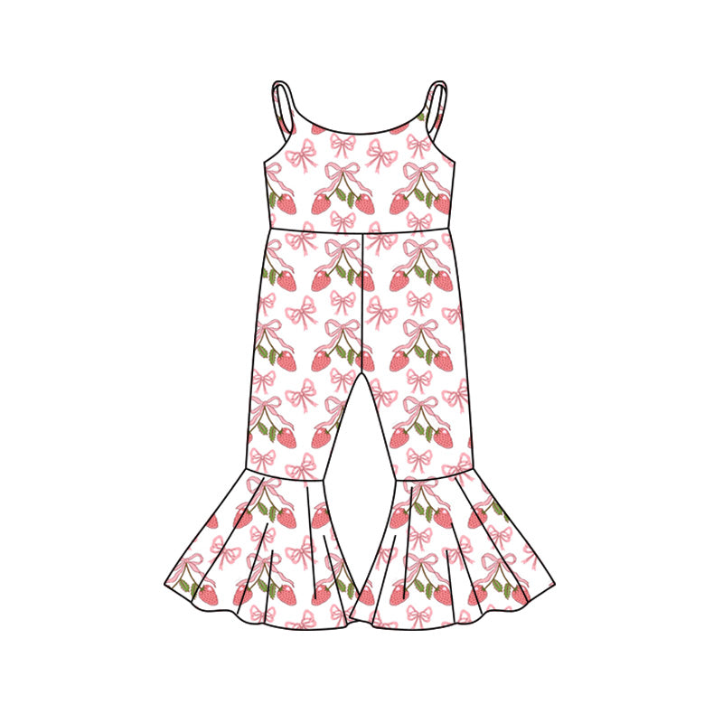 Preorder (moq 5)Baby Girls Strap Bows Rabbits Bell Bottom Jumpsuits