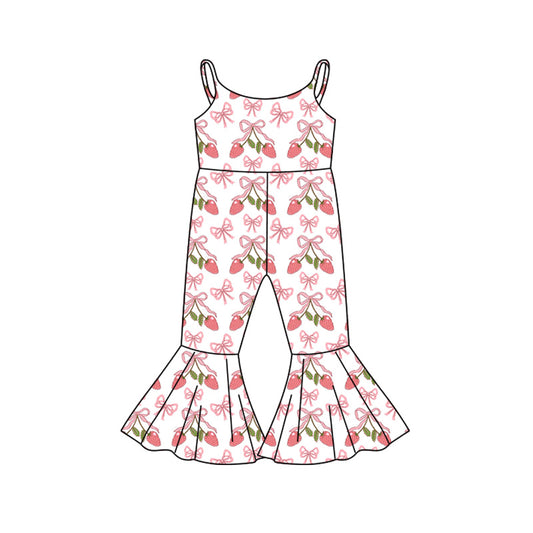 Preorder (moq 5)Baby Girls Strap Bows Rabbits Bell Bottom Jumpsuits