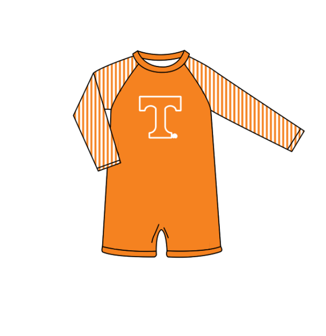 Preorder moq 5 Baby Boys Orange Stripe Long Sleeve T Team Swimsuits