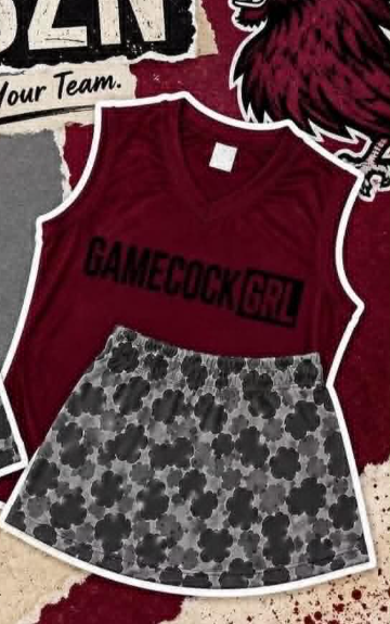 Preorder moq 5 Baby Girls Gamecocks Sleeveless Shirt Top Camo Skirts Outfits Clothes