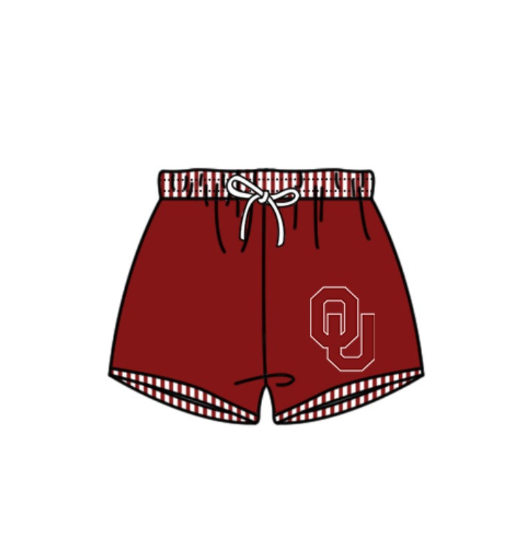 Preorder moq 5 Baby Boys Red OU Team Swimming Trunks Bottom