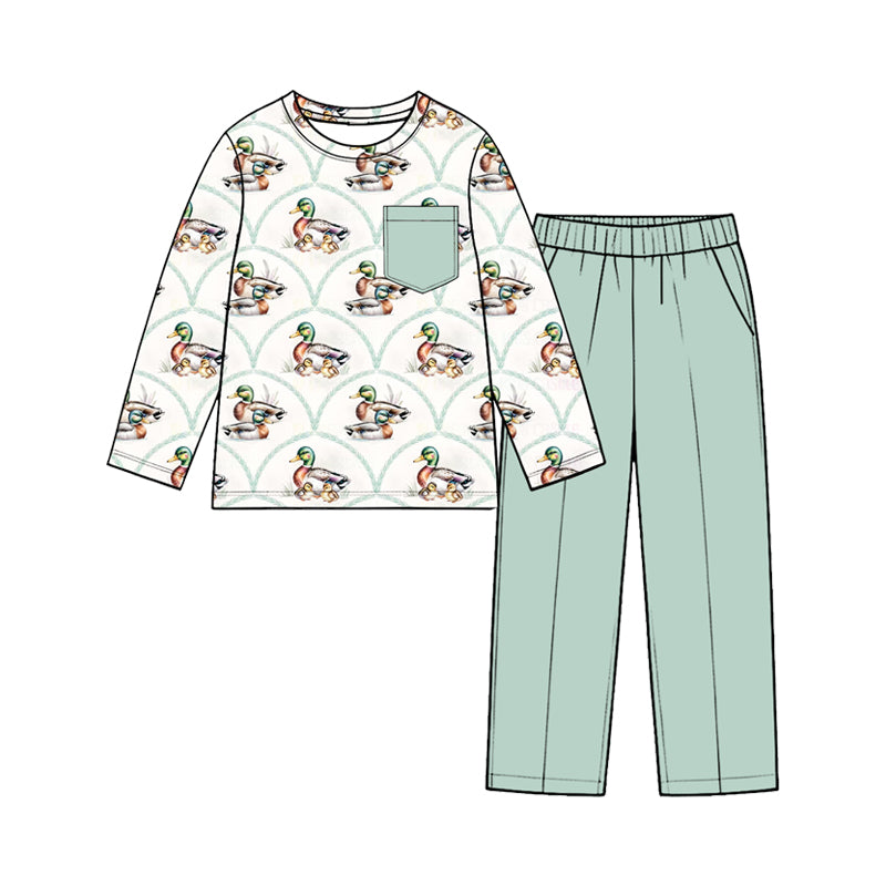 Preorder(moq5) Toddler Boys 2-Piece Animal Print Hunting Patchwork Long Sleeve Joggers Clothing Set
