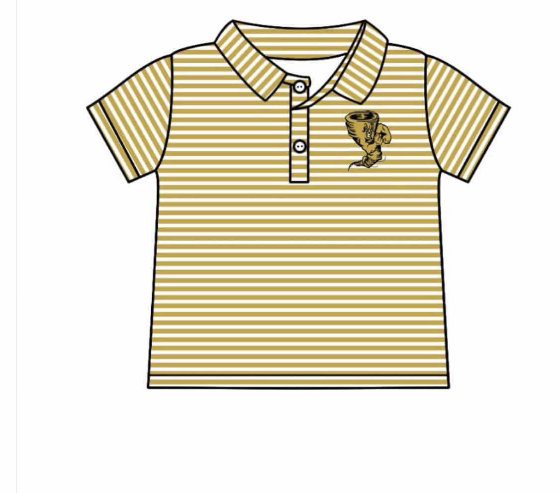 Preorder moq 5 Baby Boys Yellow Stripes Packers Team Polo Shirts Tops