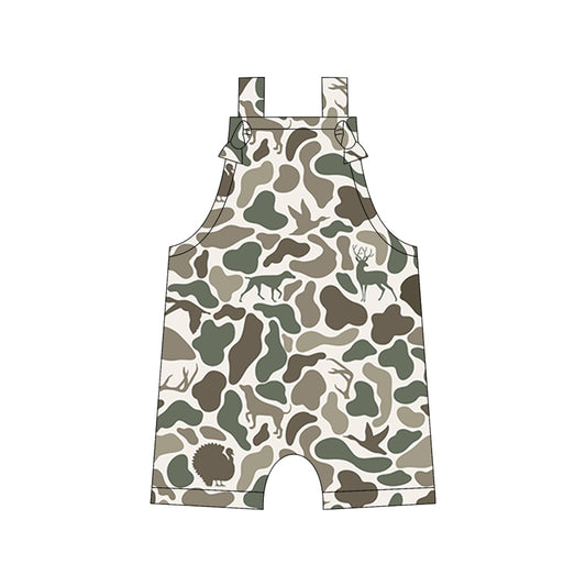 Preorder moq 5 Baby Boys Straps Duck Deer Camouflage Rompers