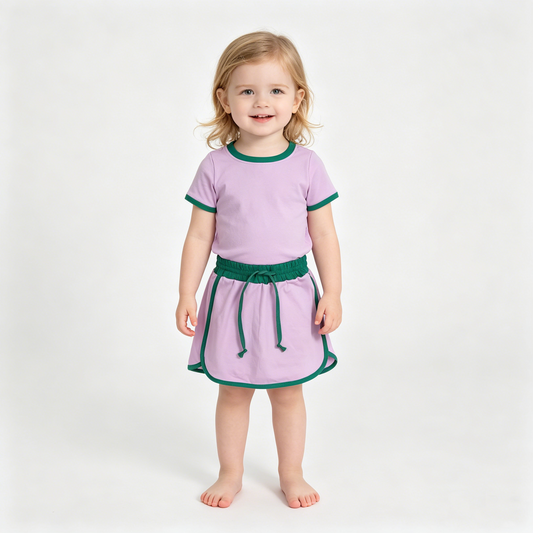 Baby Girls Pink Short Sleeve Top Skirt Shorts Cotton Clothes Sets