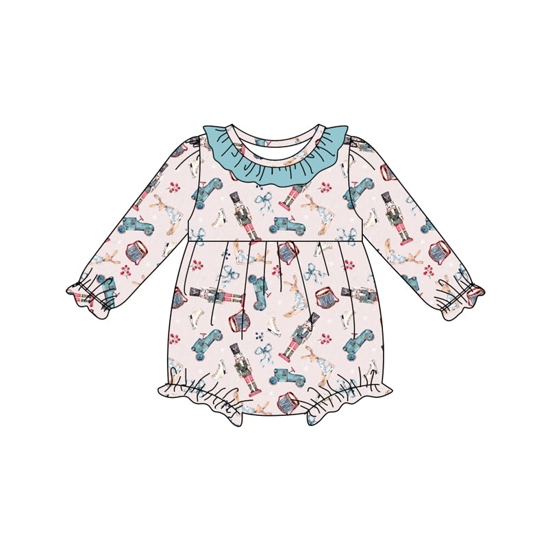 Preorder(moq 5)Baby Infant Girls Soldiers Bows Plaid Western Ruffle Rompers