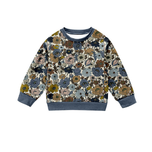 Preorder (moq 5)Baby Girls Long Sleeve Colorful Daisy Flowers Fall T-shirts Top