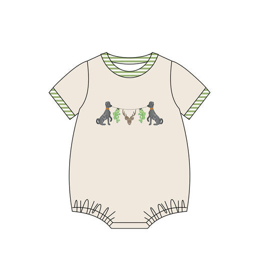 Preorder(moq 5)Baby Infant Boys Dog Fishing Deers Short Sleeve Rompers