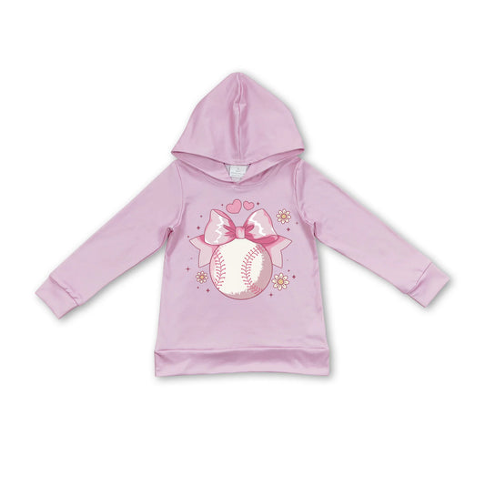 Preorder (moq 5)Baby Girls Pink Hooded Baseball Flowers Bows Pullovers Tops