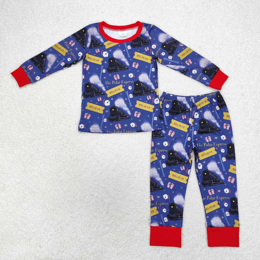 Sibling Baby Boys Girls Christmas Train Tee Shirt Pants Pajamas Sets Rompers