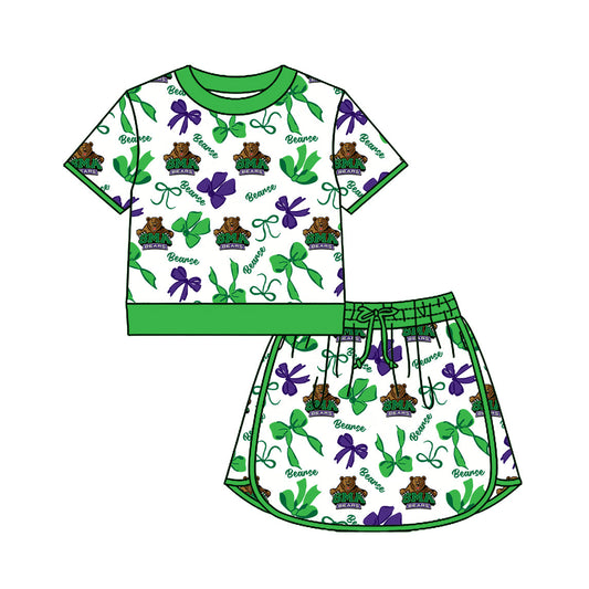 Preorder (moq 5)Baby Girls Bows SMA Bears Top Skirt Short Team Clothes Set