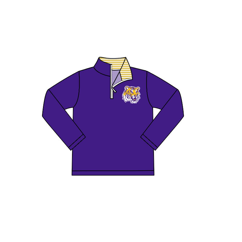 Preorder moq 5 Baby Boys Purple LSU Tigers Team Zip Pullovers Tops