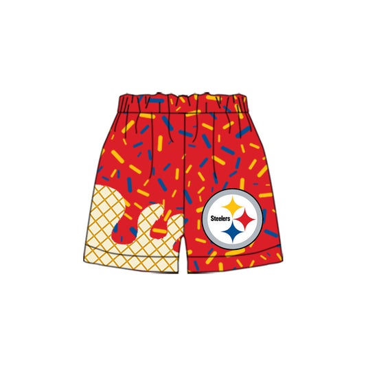 Preorder (moq 5)Baby Boys Drip Red Steelers Team Shorts Bottom